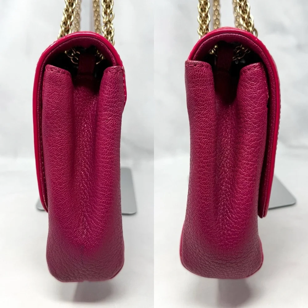 Christian Louboutin Sweet Charity Metal Bow Leather Purse Bag Pink Designer Glam - Picture 8 of 16